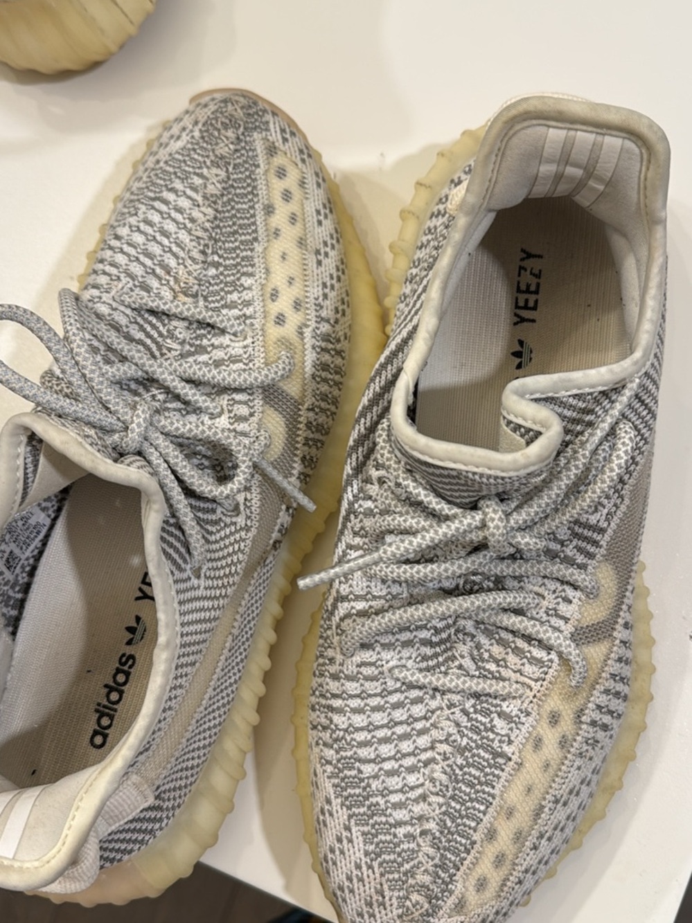 adidas Yeezy Boost-style Cream and Gray Knit Sneakers